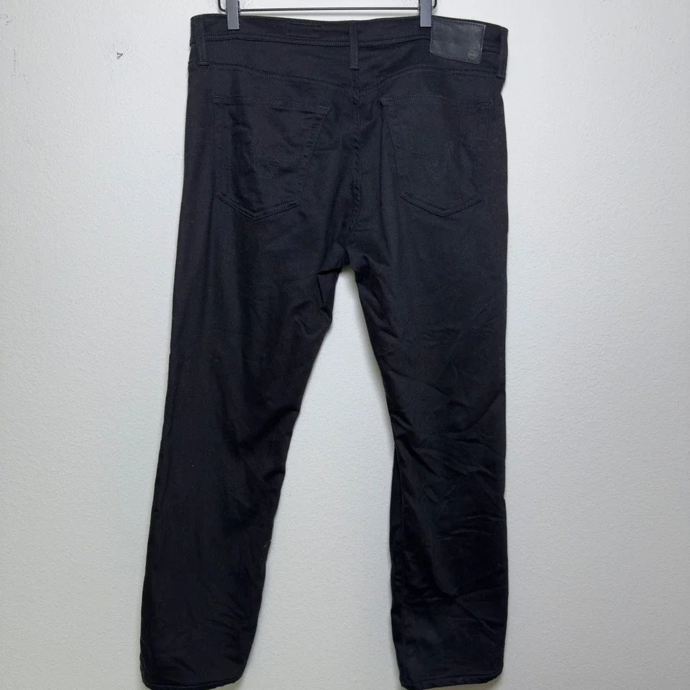 Adriano Goldschmied Men Everett Slim Straight Pants 35 Black Japanese Fabric